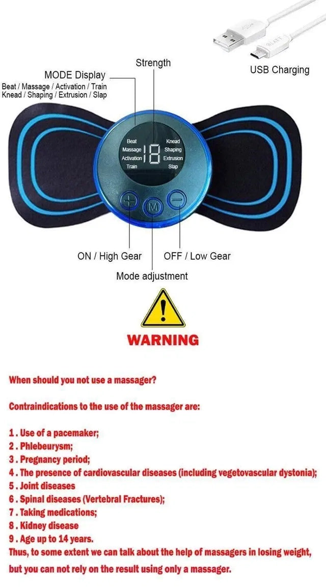 Rechargeable Portable Mini Therapy Massager - Deep Tissue Pain Relief for Neck, Back, Shoulders & Legs.