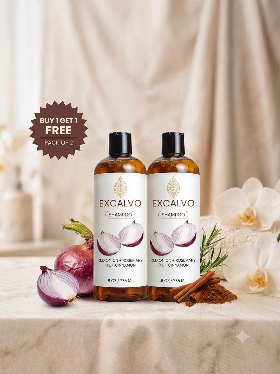 Excalvo Red Onion + Rosemary Oil + Cinnamon Shampoo (Pack of 2)