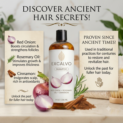 Excalvo Red Onion + Rosemary Oil + Cinnamon Shampoo (Pack of 2)
