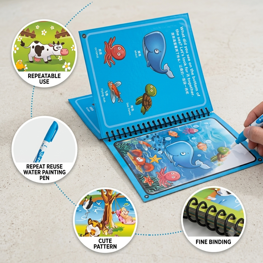 Magic Water Reusable Coloring Book