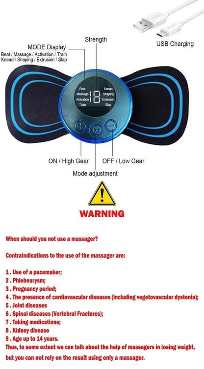 Rechargeable Portable Mini Therapy Massager - Deep Tissue Pain Relief for Neck, Back, Shoulders & Legs.